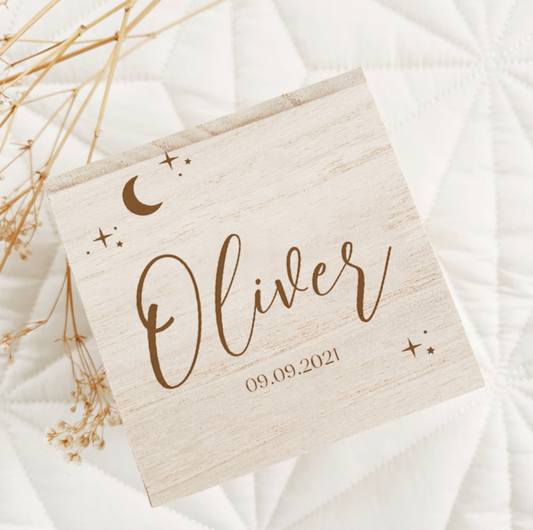 Spaarpot Sterren & Maan met naam gegraveerd