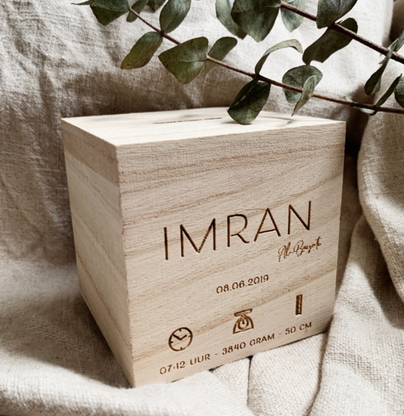 Spaarpot geboortegegevens Kraamcadeau