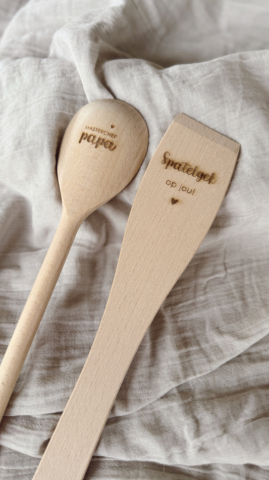 Gegraveerde Spatel & Pollepel Set – Vaderdagcadeau voor Papa