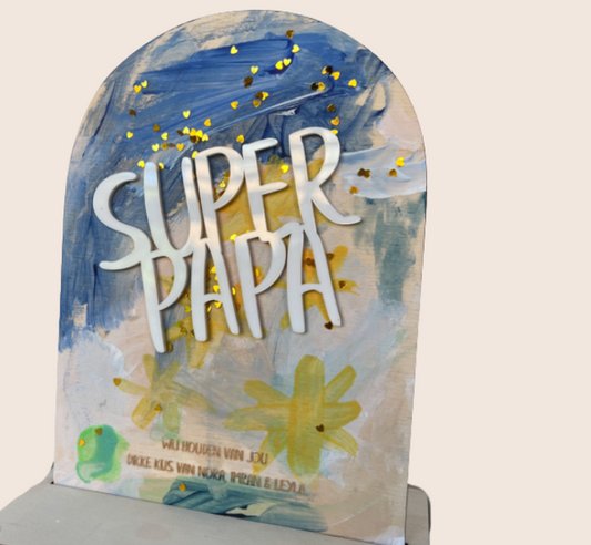 Houten Bordje om te Verven – Super Papa - Vaderdagcadeau