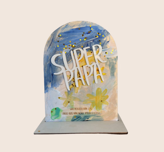 Houten Bordje om te Verven – Super Papa - Vaderdagcadeau