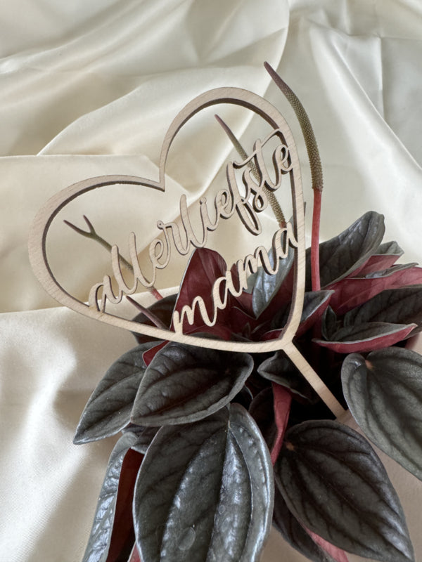 Houten Topper/Plantensteker – Gepersonaliseerd Moederdag Cadeau