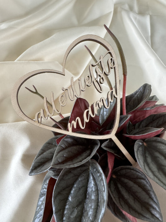 Houten Topper/Plantensteker – Gepersonaliseerd Moederdag Cadeau