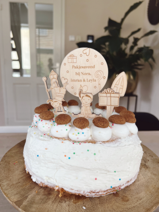 Sinterklaas Gepersonaliseerde Houten Taarttopper voor Pakjesavond