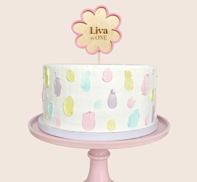 Gepersonaliseerde Houten Taarttopper | Bloem