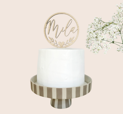 Gepersonaliseerde Houten Taarttopper | Krans & Naam