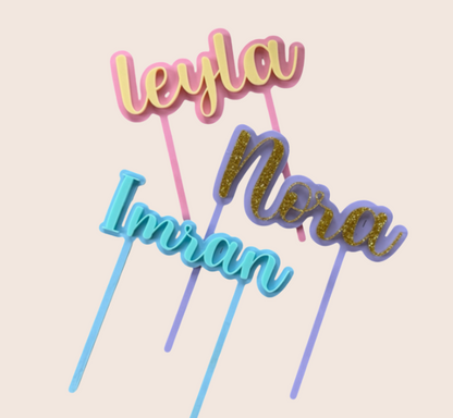 Gepersonaliseerde Taarttopper Naam | Pastel Kleuren