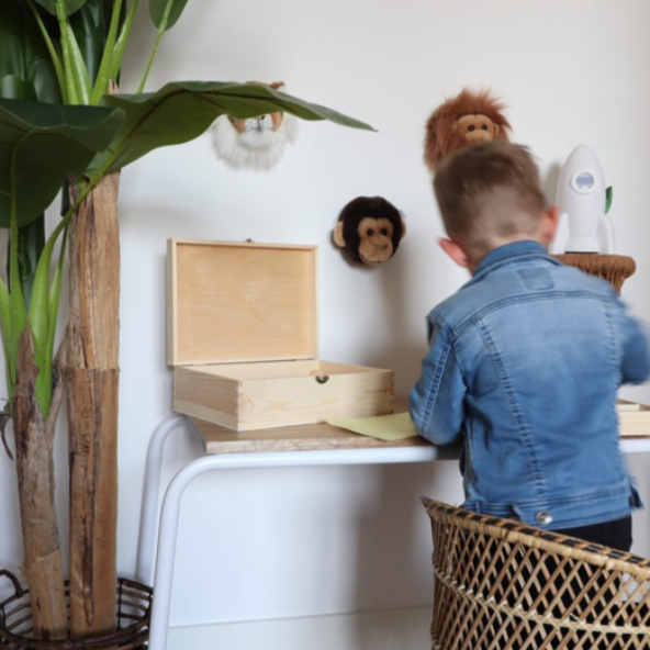 Teken en knutselkist van hout met naam