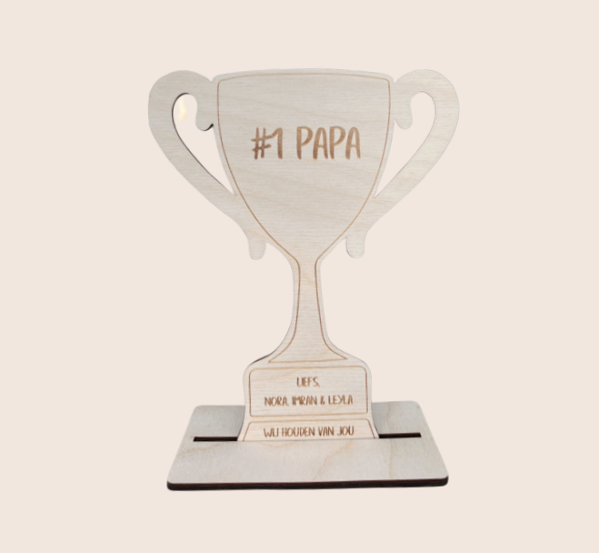 Houten Trofee Beste Papa Vaderdag