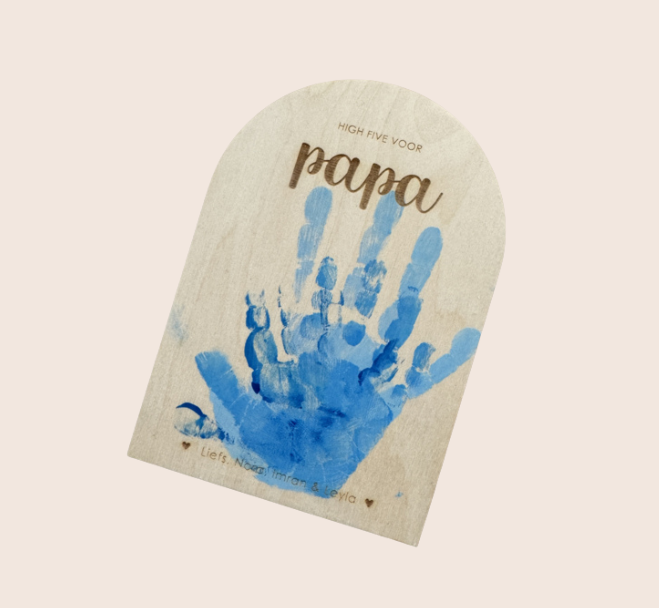 Houten Bordje met Handafdruk – High Five voor Papa