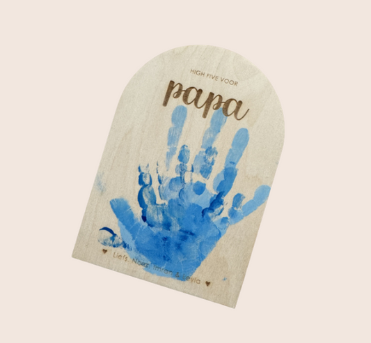 Houten Bordje met Handafdruk – High Five voor Papa