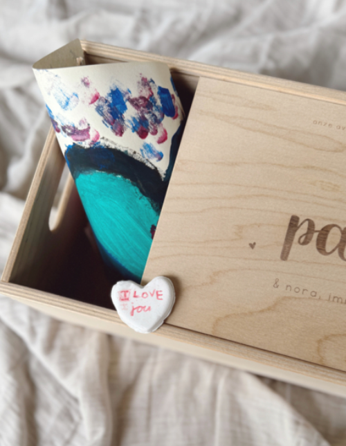 Herinneringskist met knutsels voor papa