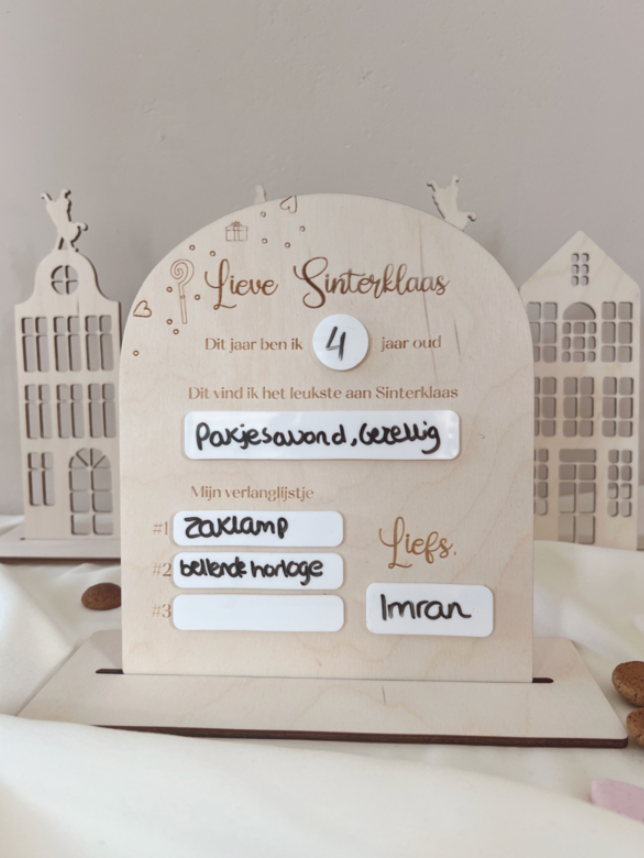 Sinterklaas Gepersonaliseerd Houten Verlanglijstje