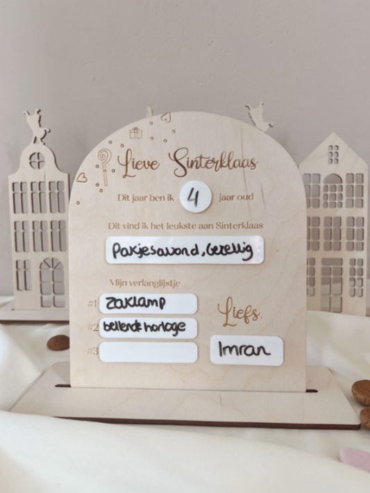 Sinterklaas Gepersonaliseerd Houten Verlanglijstje