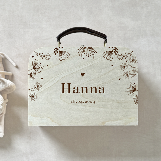 Houten Kinderkoffertje met Bloemen