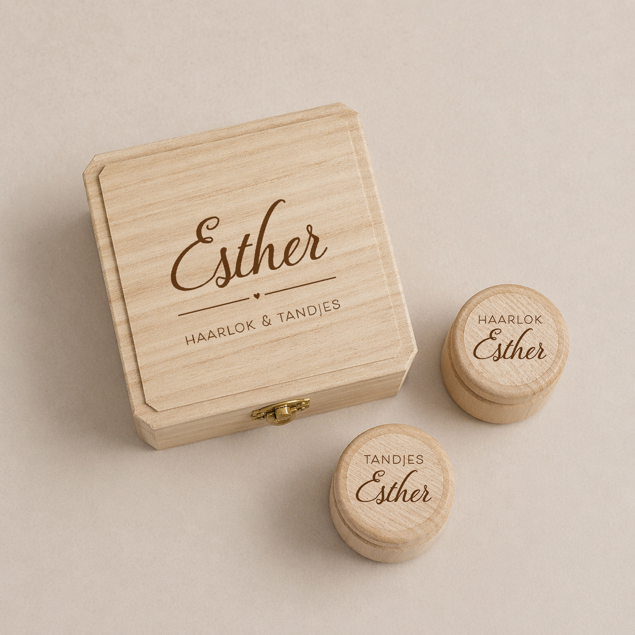 Houten Bewaardoosje Haarlok & Tandjes | Elegant