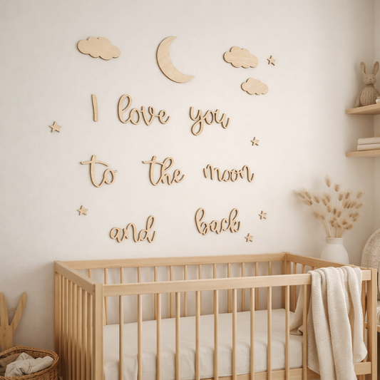Houten Tekst | I Love you to the moon and back