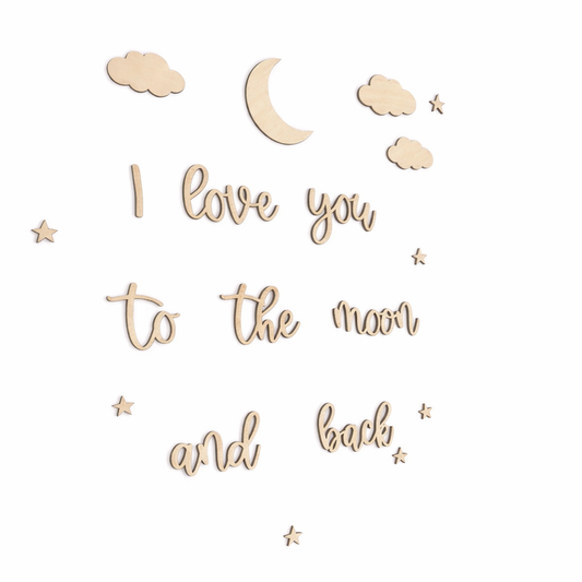Houten Tekst | I Love you to the moon and back
