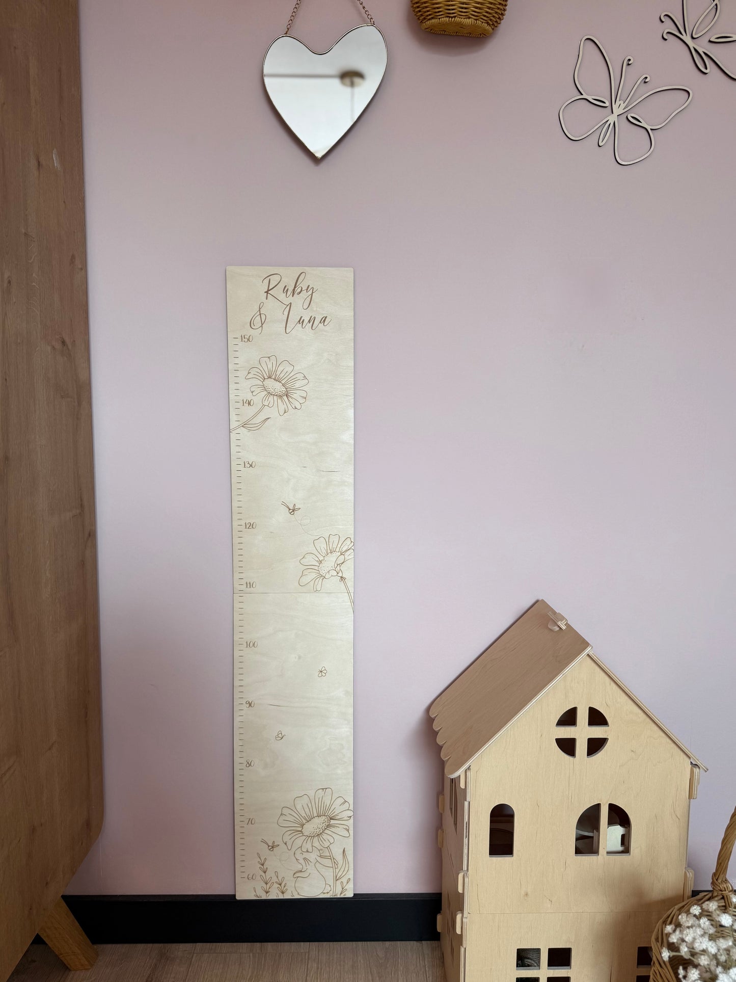 Houten Groeimeter | Konijntje & Bloemen