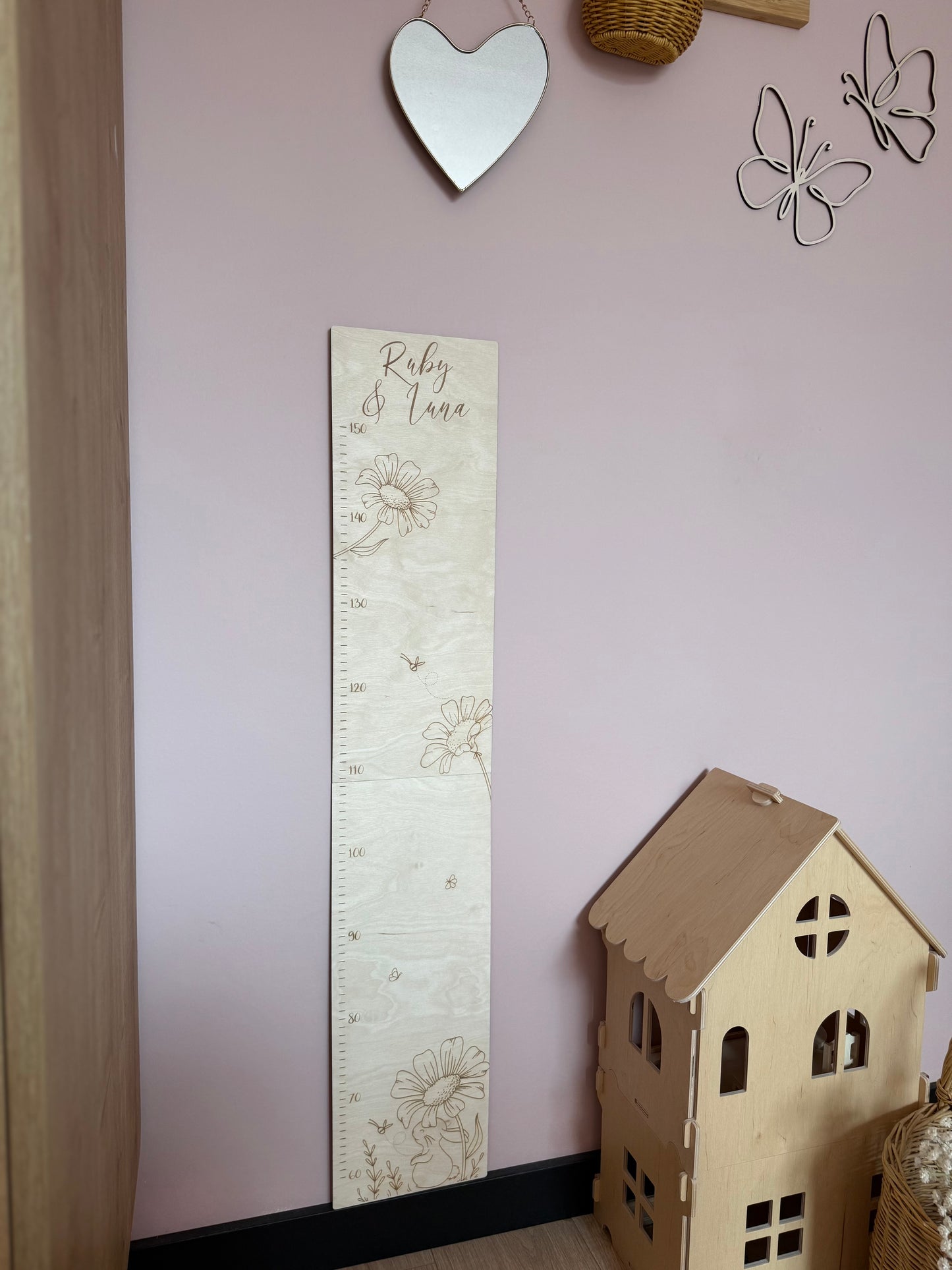 Houten Groeimeter | Konijntje & Bloemen