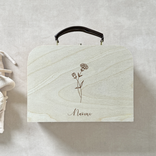 Houten Kinderkoffertje Geboortebloem