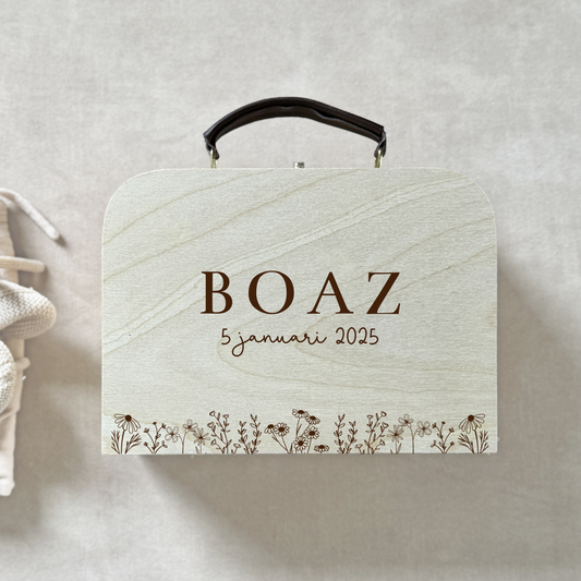 Houten Kinderkoffertje met Veldbloemen