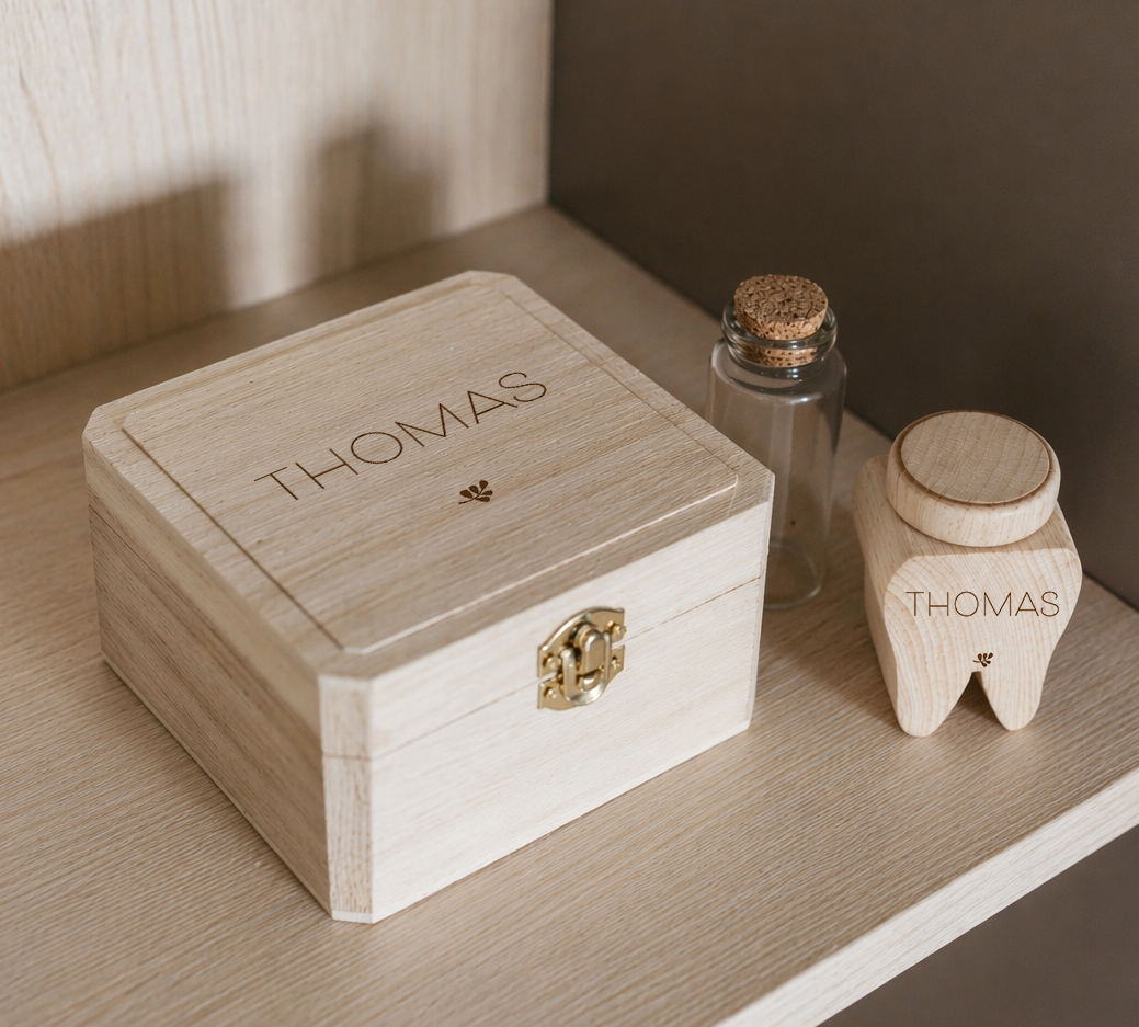 Houten Bewaardoosje Haarlok & Tandjes | Minimalistisch