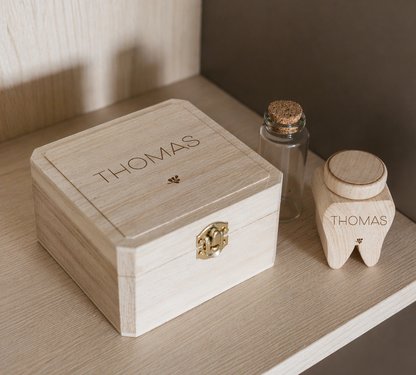 Houten Bewaardoosje Haarlok & Tandjes | Minimalistisch