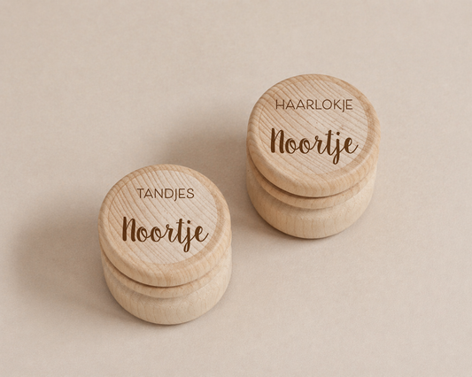 Houten Potjes Eerste Haarlok & Tandjes | Sierlijk
